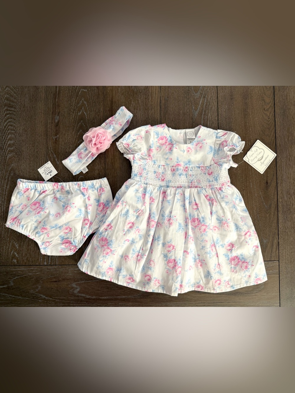 NWT Little Me Dress, Bloomers, and Headband 9 months